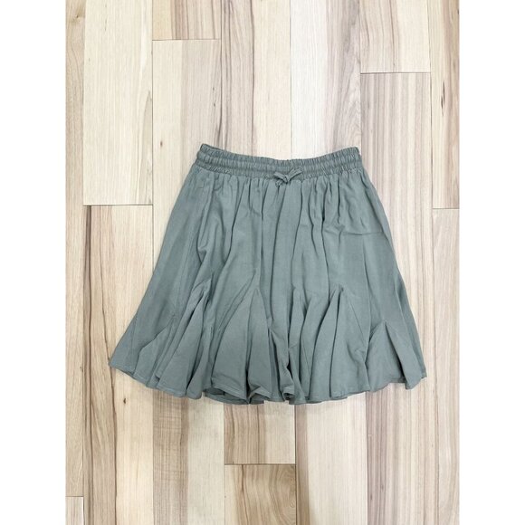 Loveriche Olive Green Fit & Flare Mini Skirt With Elastic Drawstring Waist Lined - Picture 1 of 3